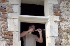 Fenêtre à traverse de manoir XVe siècle